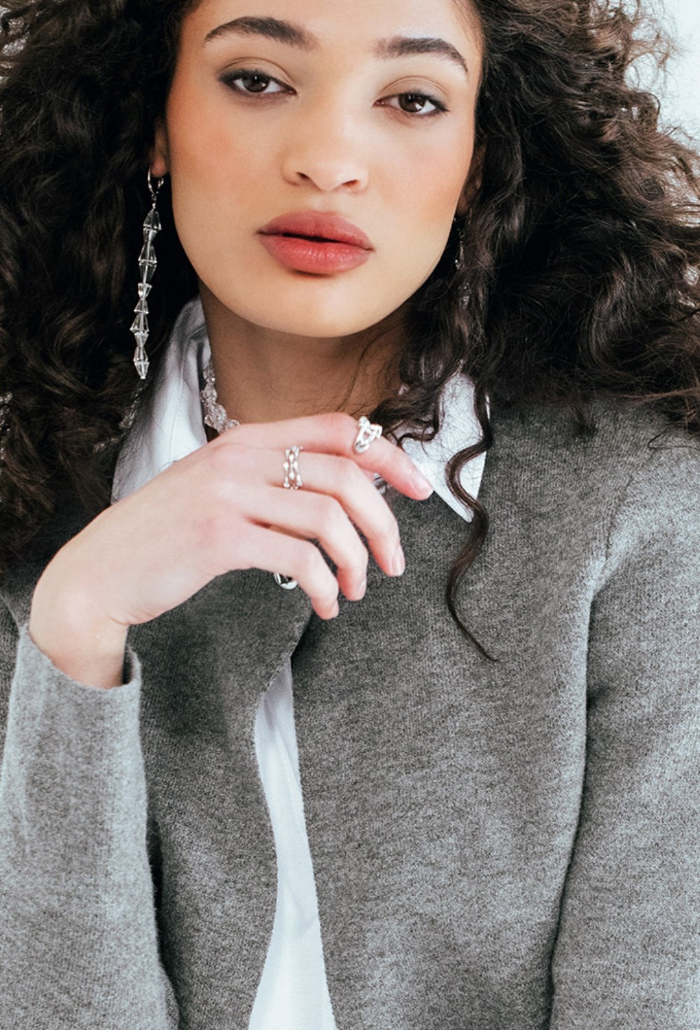 Long earrings with Green Jasper stone Gold - фото 123272