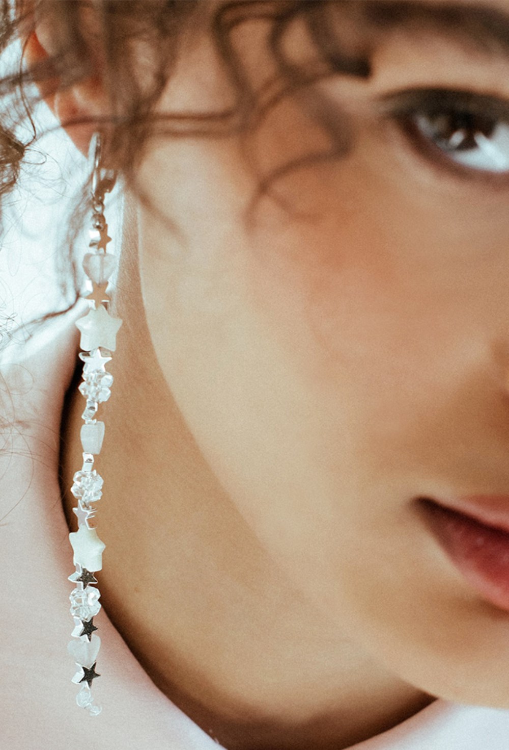 Long earrings with Rhinestone Crystals Rhodium - фото 123276