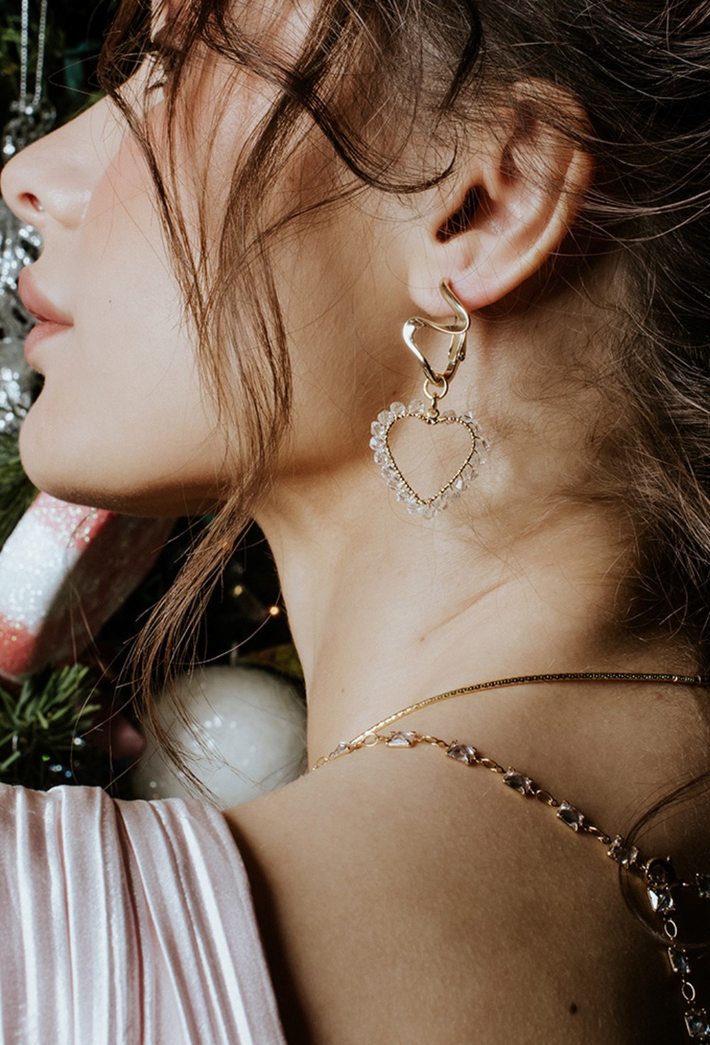 Long earrings with Rhinestone Pendants Rhodium - фото 123278