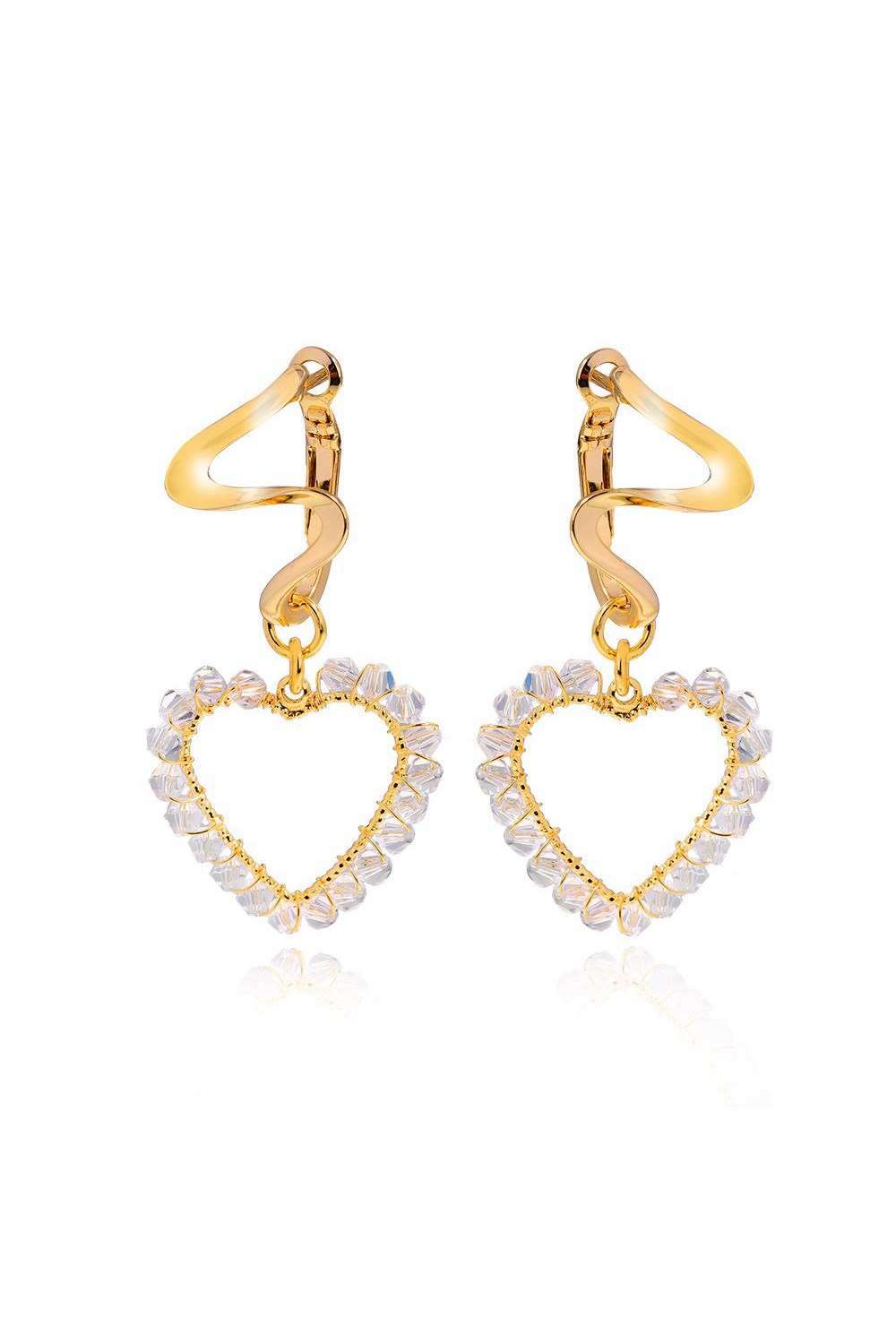 Earrings with a Crystal Heart Pendant - фото 123280