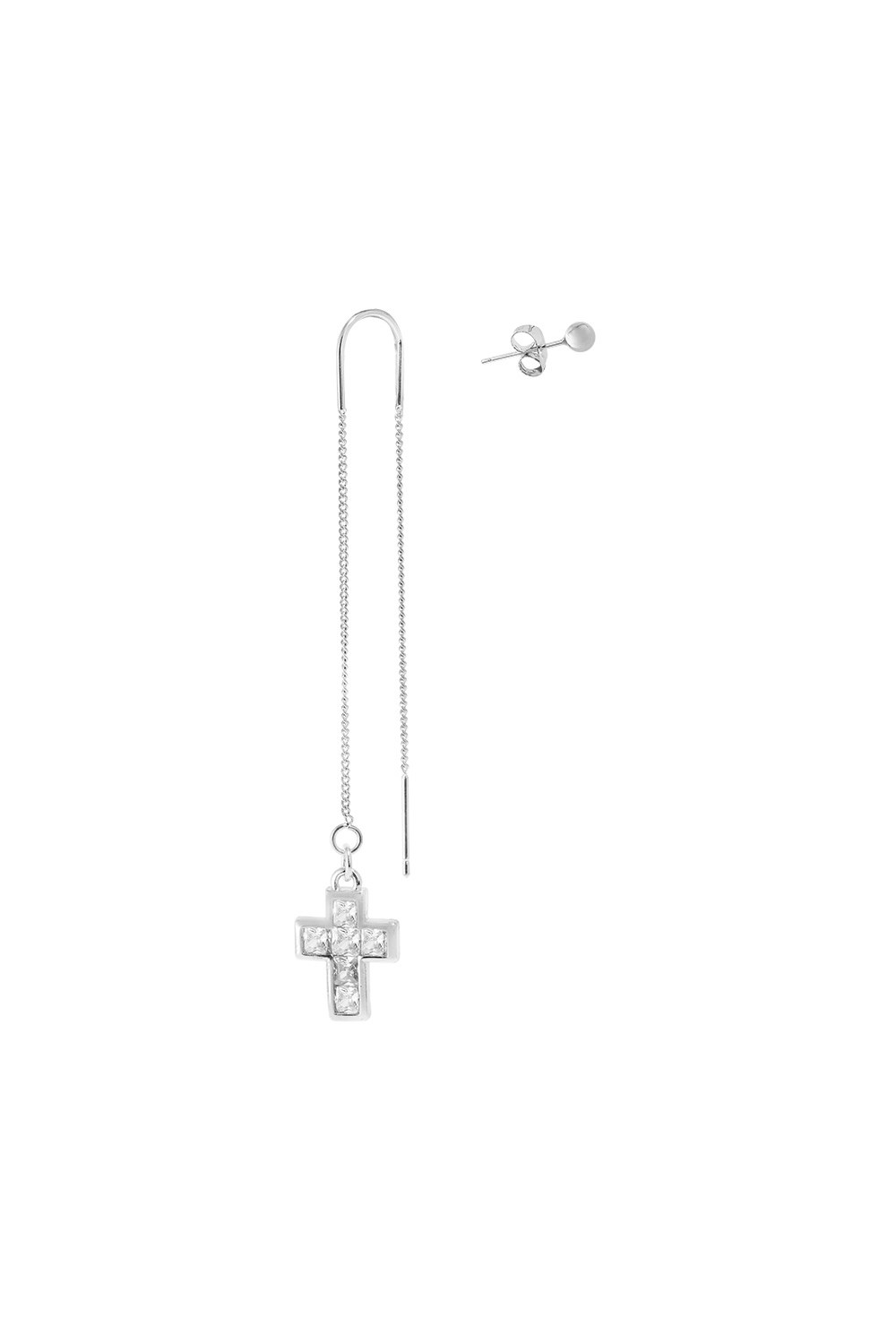 Asymmetric earrings with a Cross pendant - фото 123306