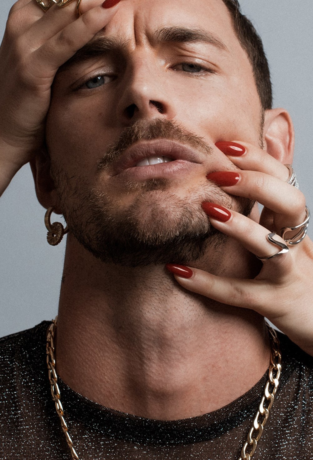 Earrings with a Black agate Heart - фото 123348