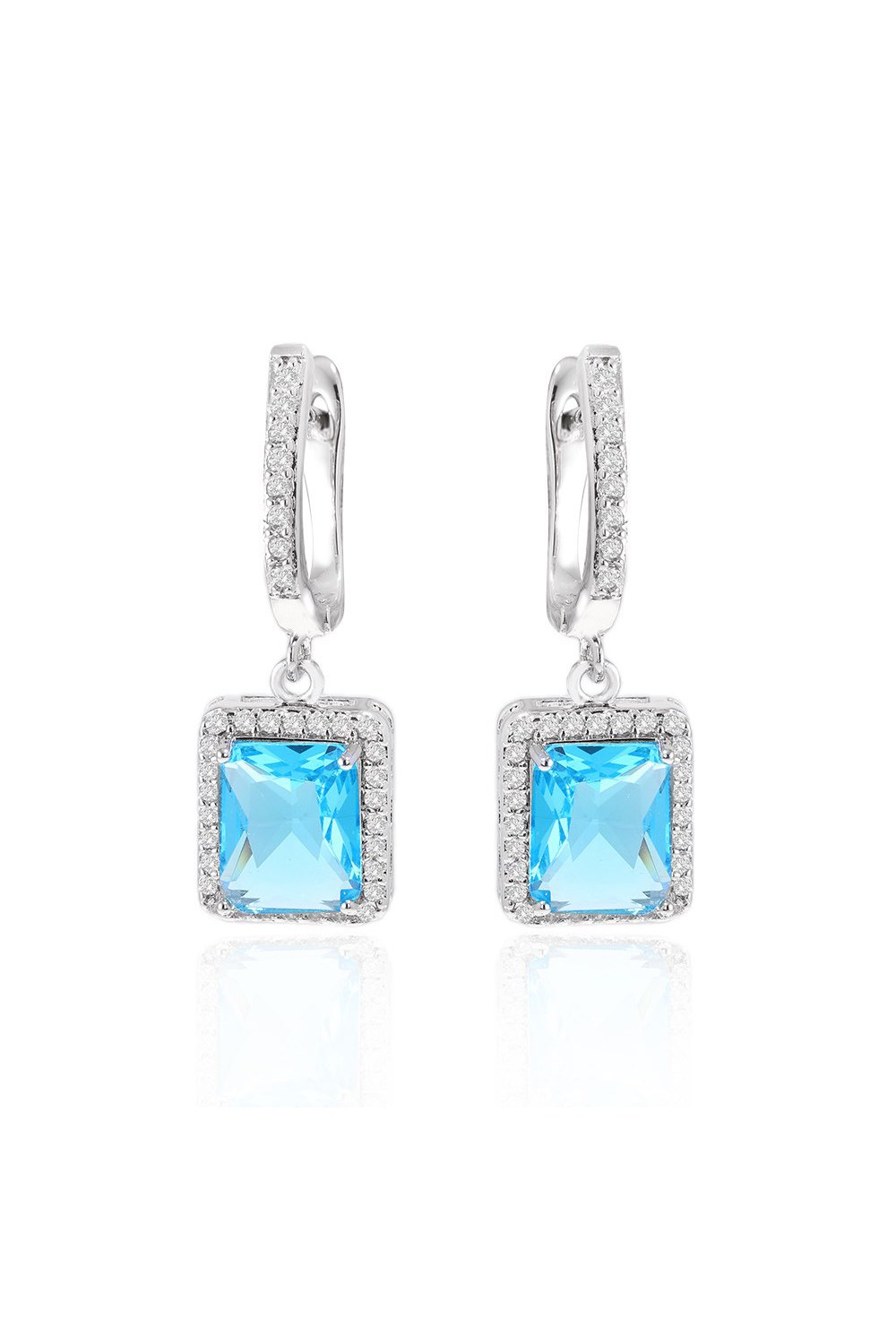 Swarovski Blue Heart Pendant Earrings - фото 123360