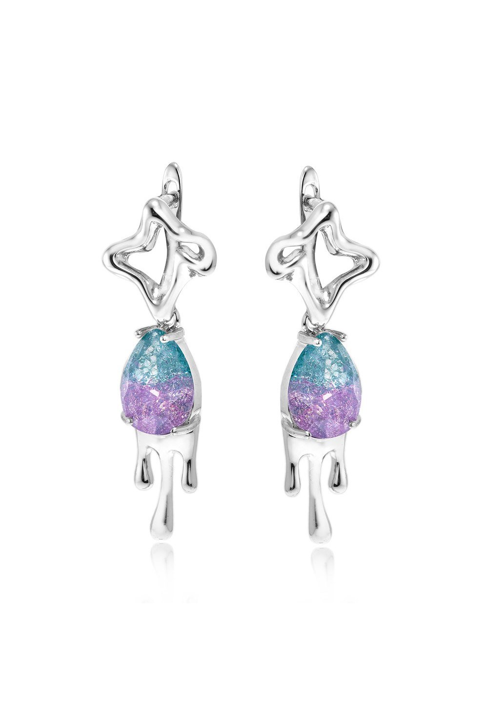 Drop Earrings with Colored Pendants Gold - фото 123372