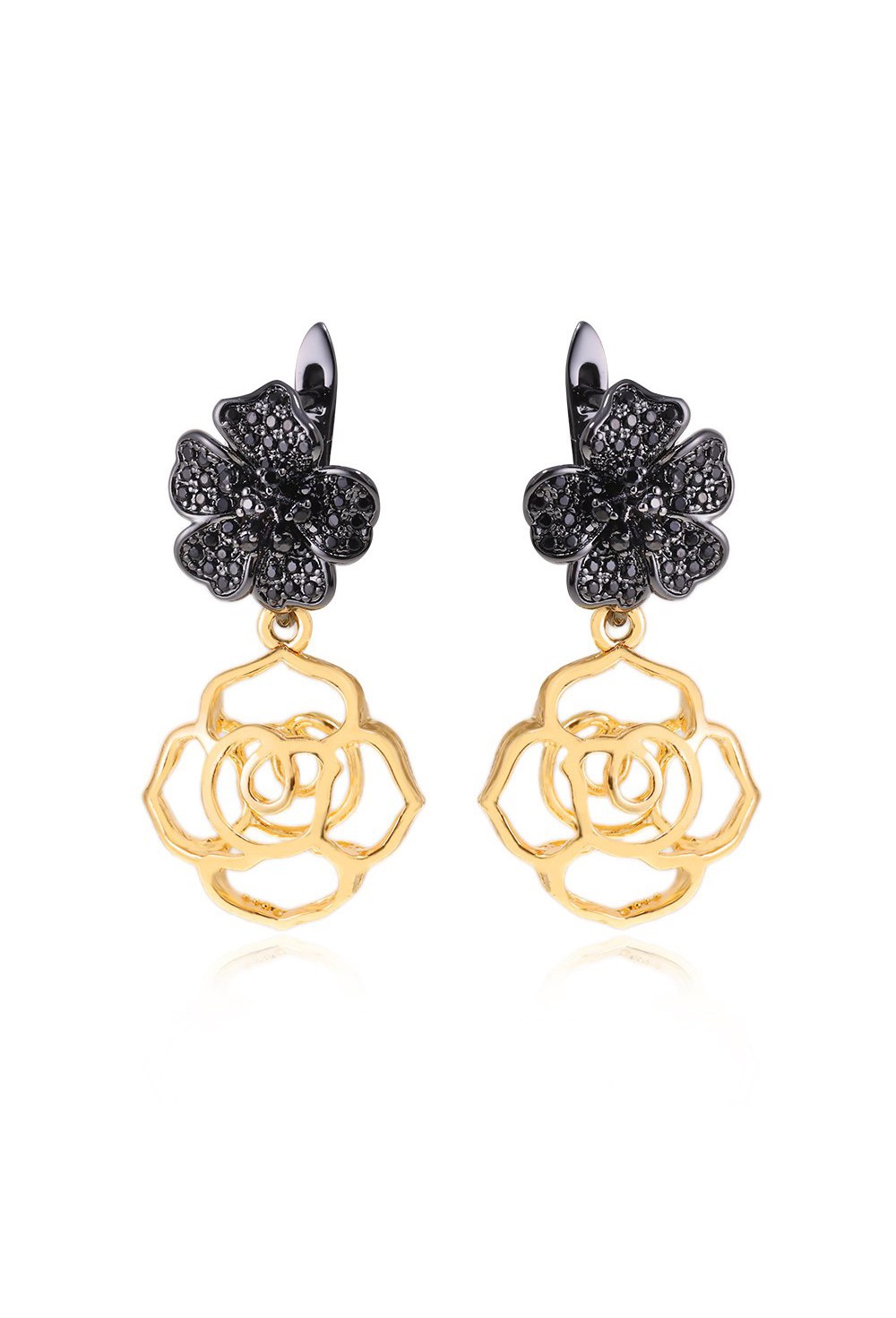 Congo earrings with bagel pendants Rhodium - фото 123378