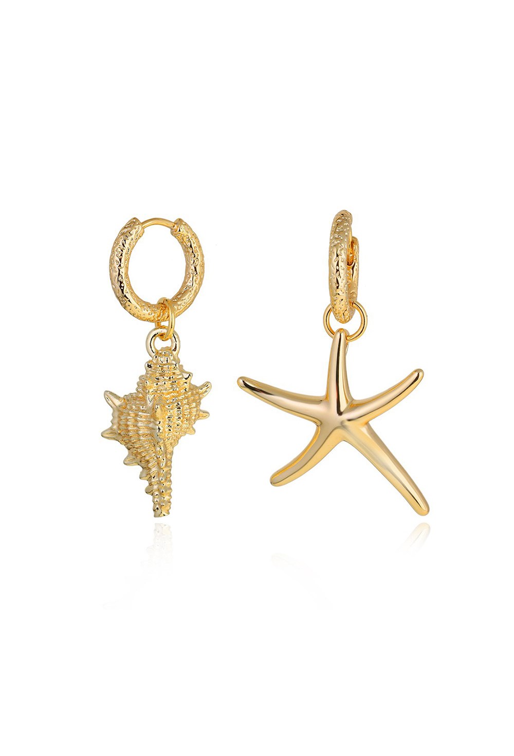 Congo earrings with star and turitella pendants Gold - фото 123389