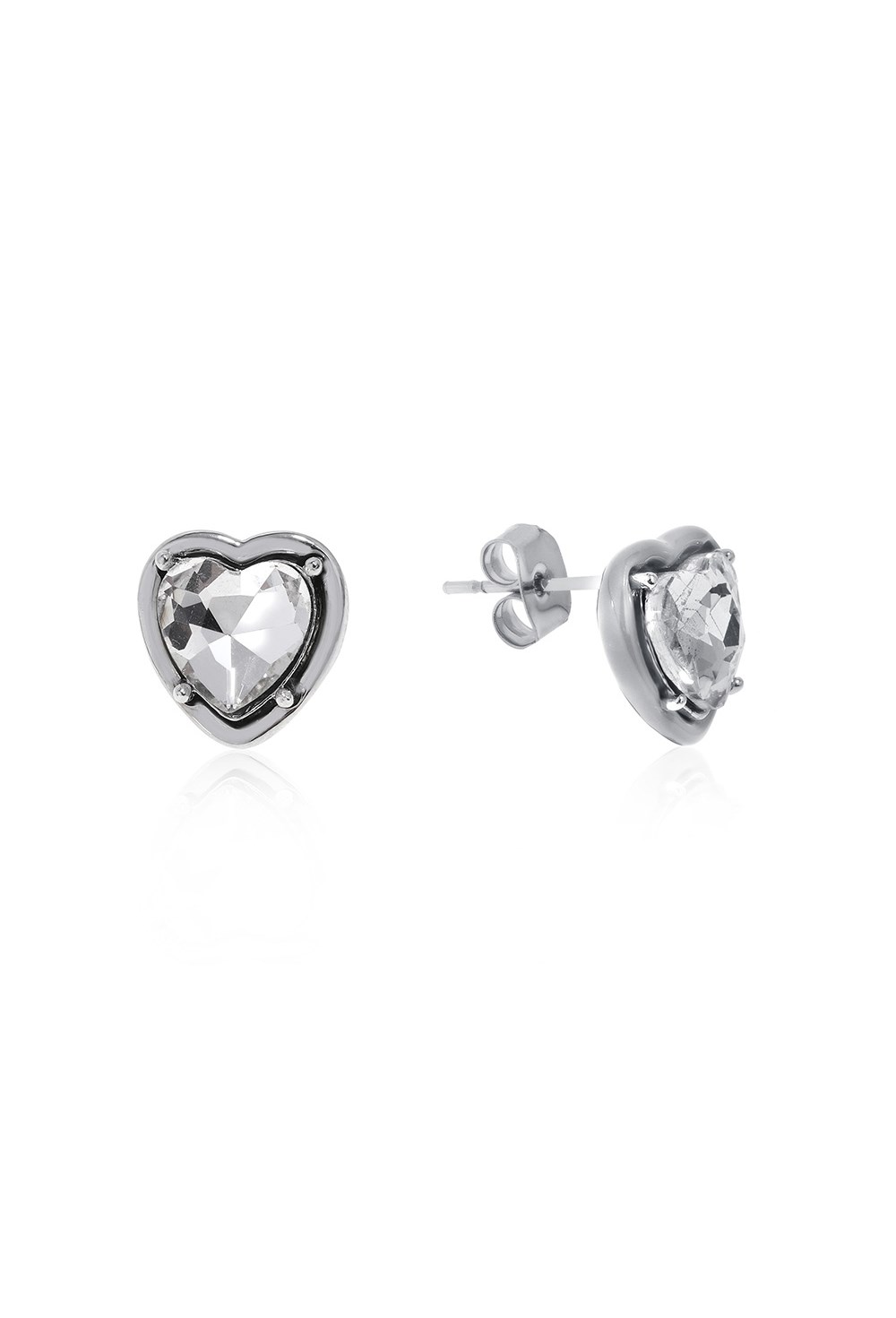 Heart Cubic Zirconia Earrings Silver - фото 123400