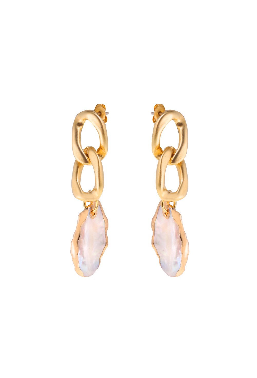 Chain Pearls Earrings Gold - фото 123406