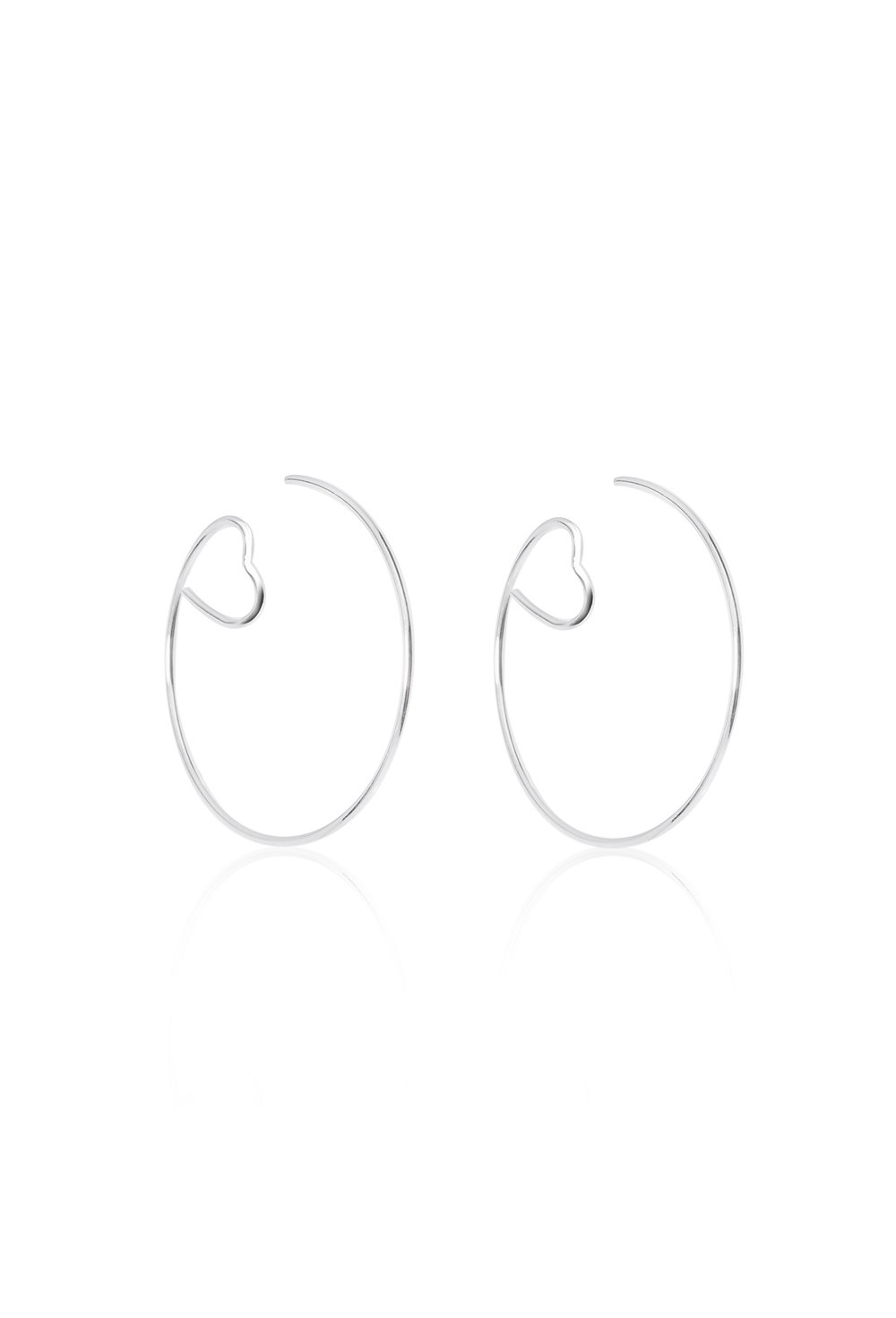 Hoops Heart Earrings Silver - фото 123407