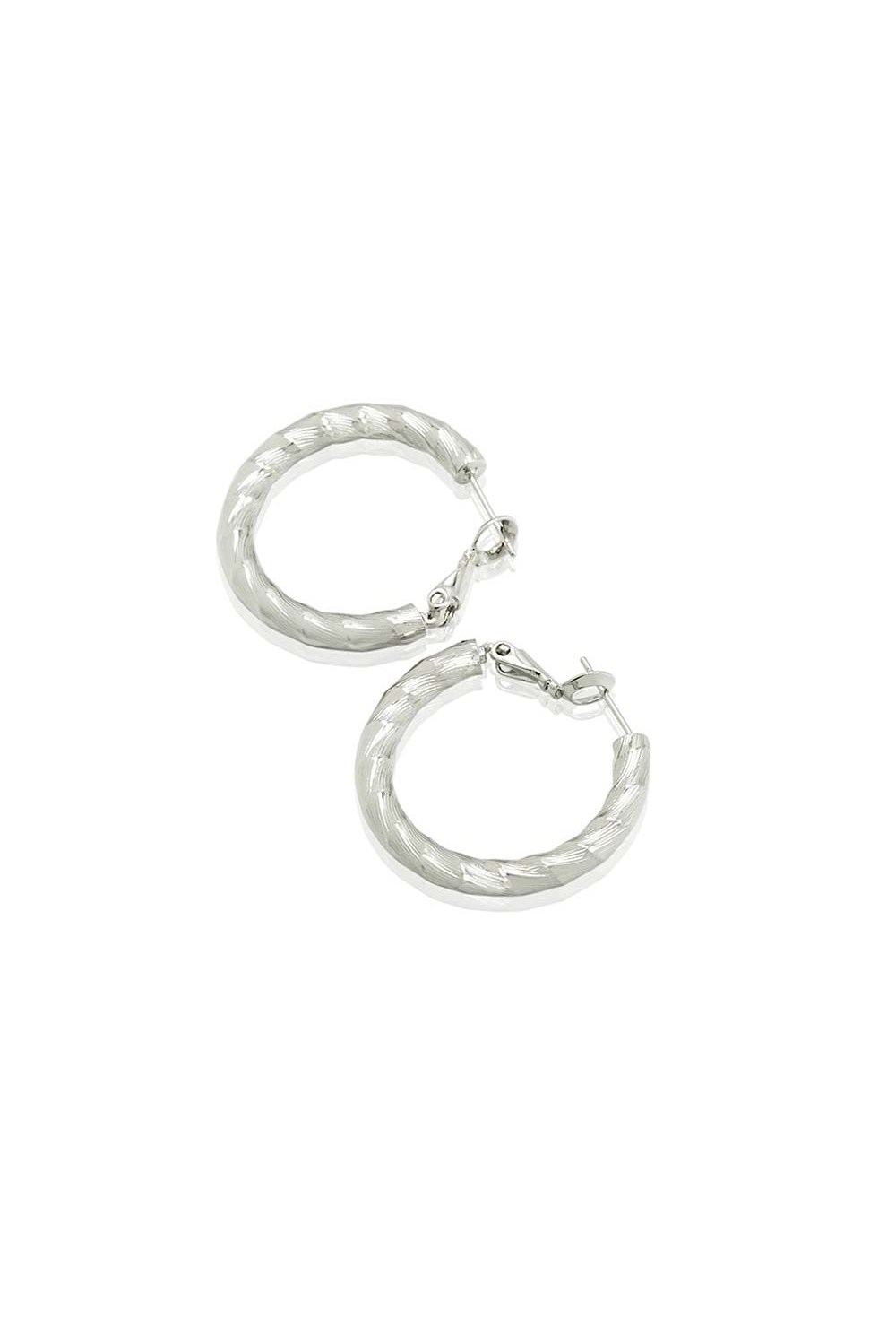 Hoops Earrings Geometry Rhodium Plated - фото 123417