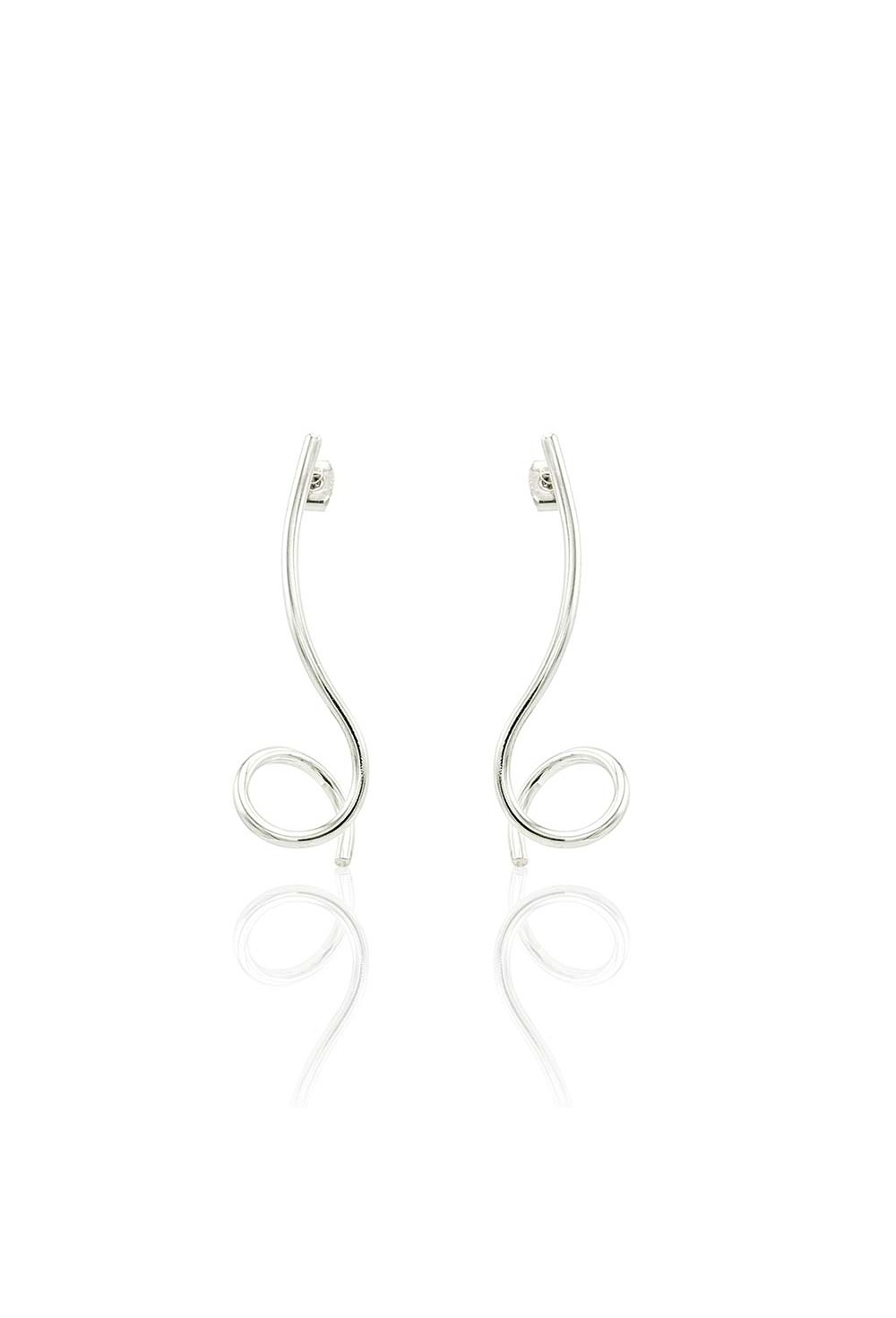 Asymmetric Spiral Earrings Rhodium Plating - фото 123430