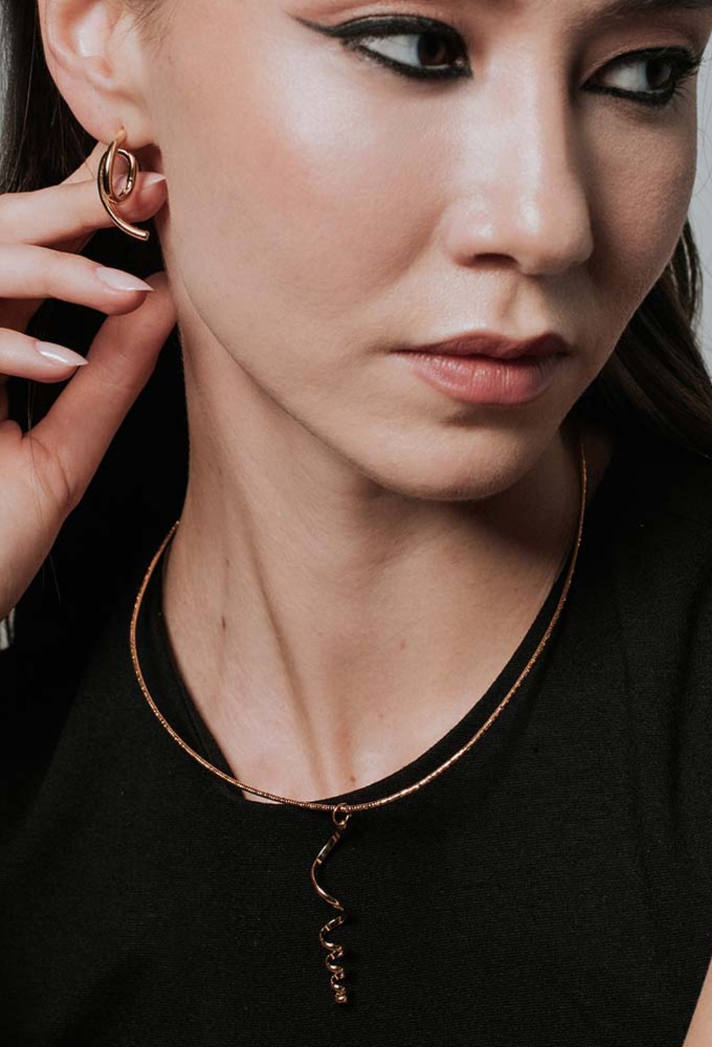 Asymmetric Spiral Earrings Gold Plating - фото 123434