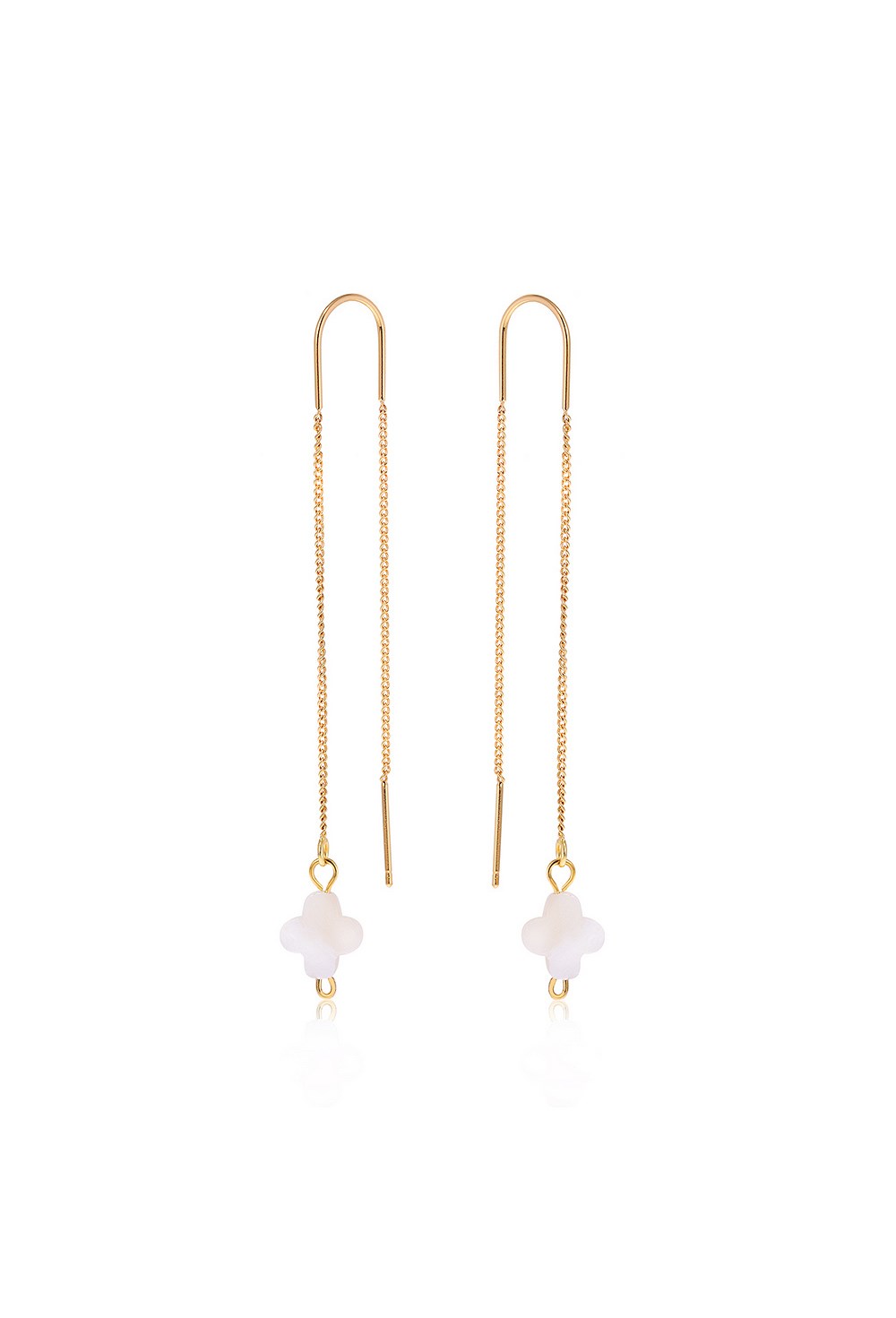 Lucky Clover Gold Mother of Pearl Earrings - фото 123458