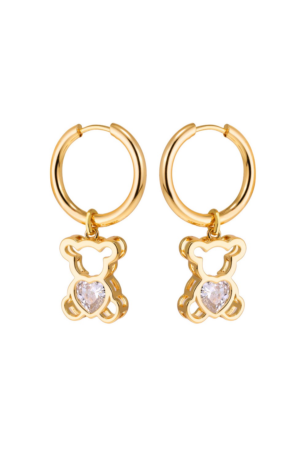 Hoops Earrings with Teddy Charms Gold - фото 123468