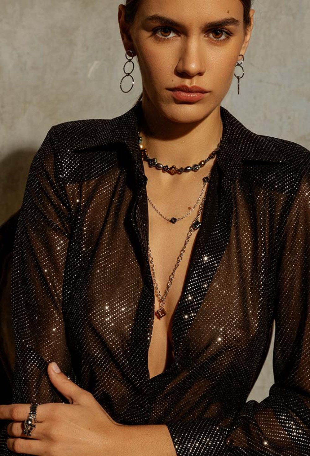 Circle Rhodium Earrings - фото 123475