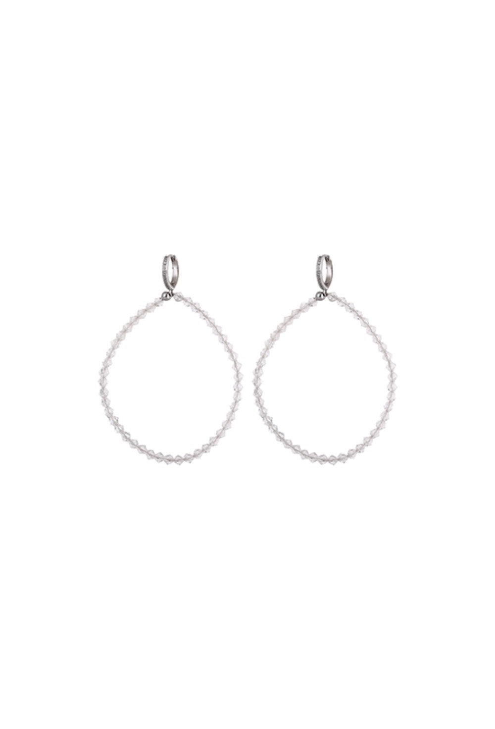 Hoops White Swarovski Earrings - фото 123476