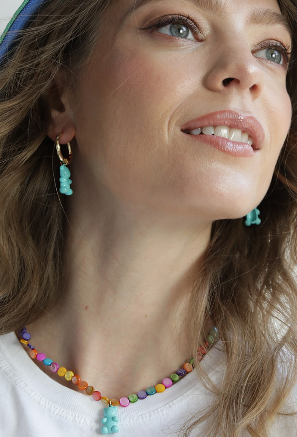 Blue Bear Hoops Earrings - фото 123501