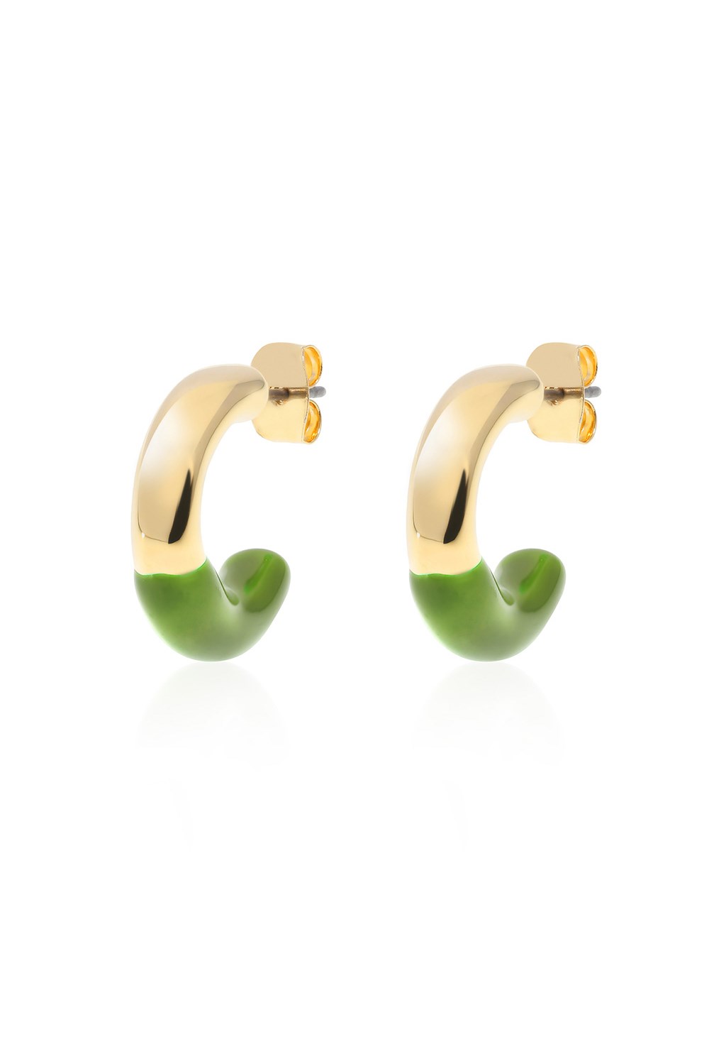 Hoops Green Enamel Earrings Gold - фото 123548