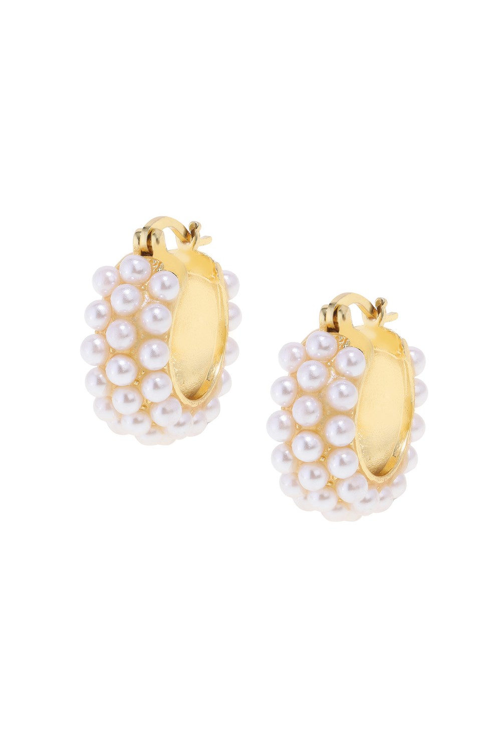Hoops Acrylic Pearlds Earrings Gold - фото 123585