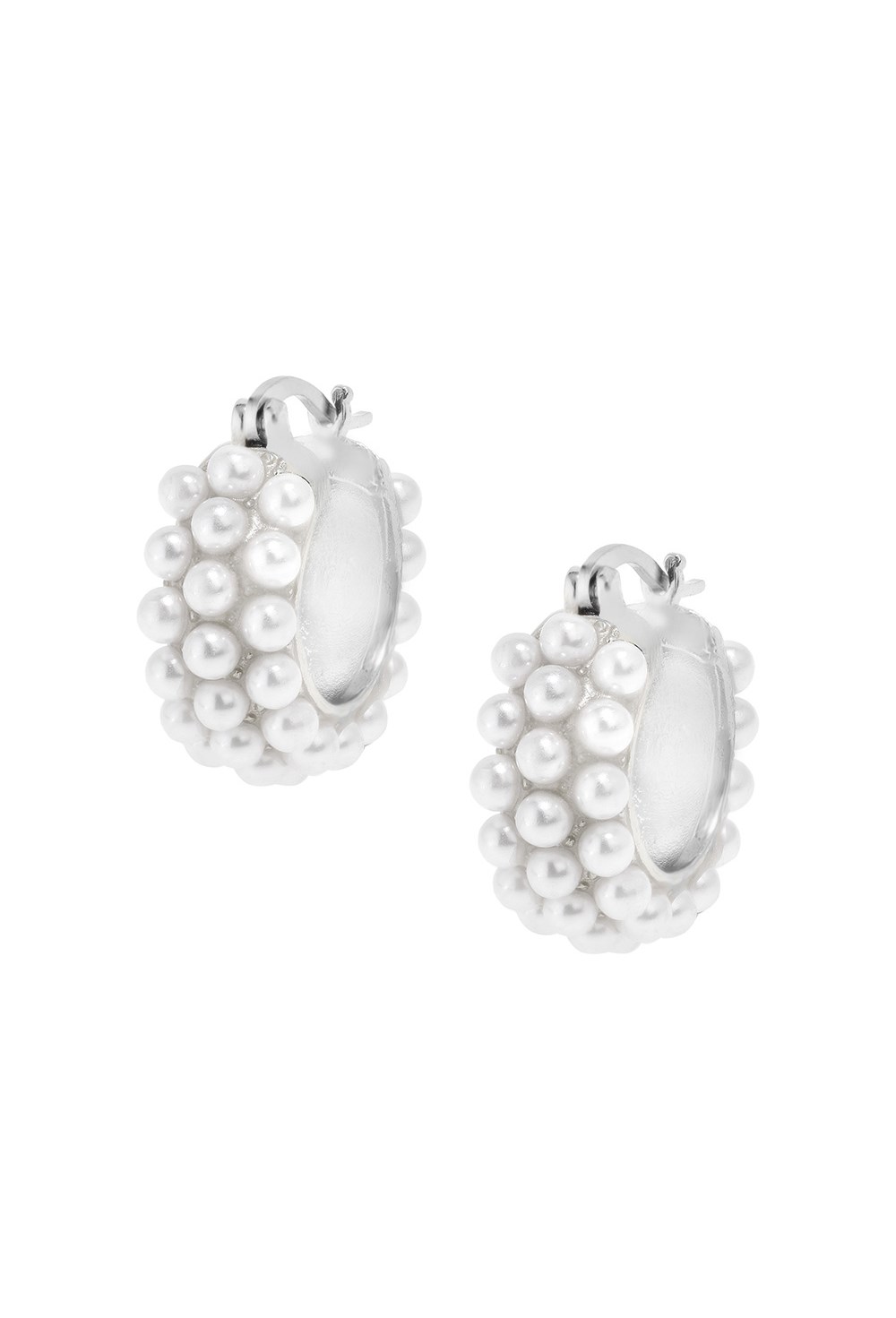 Hoops Acrylic Pearlds Earrings Silver - фото 123587