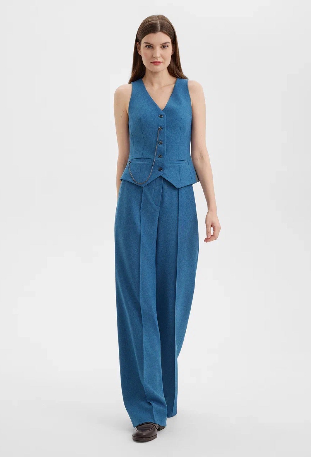 Брюки клеш синие - фото 125851