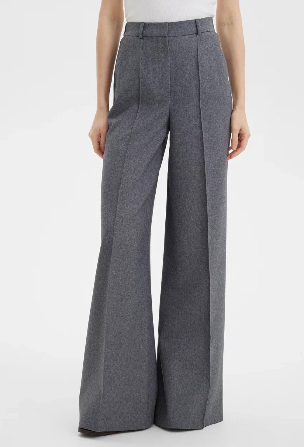 Брюки клеш серые - фото 125858