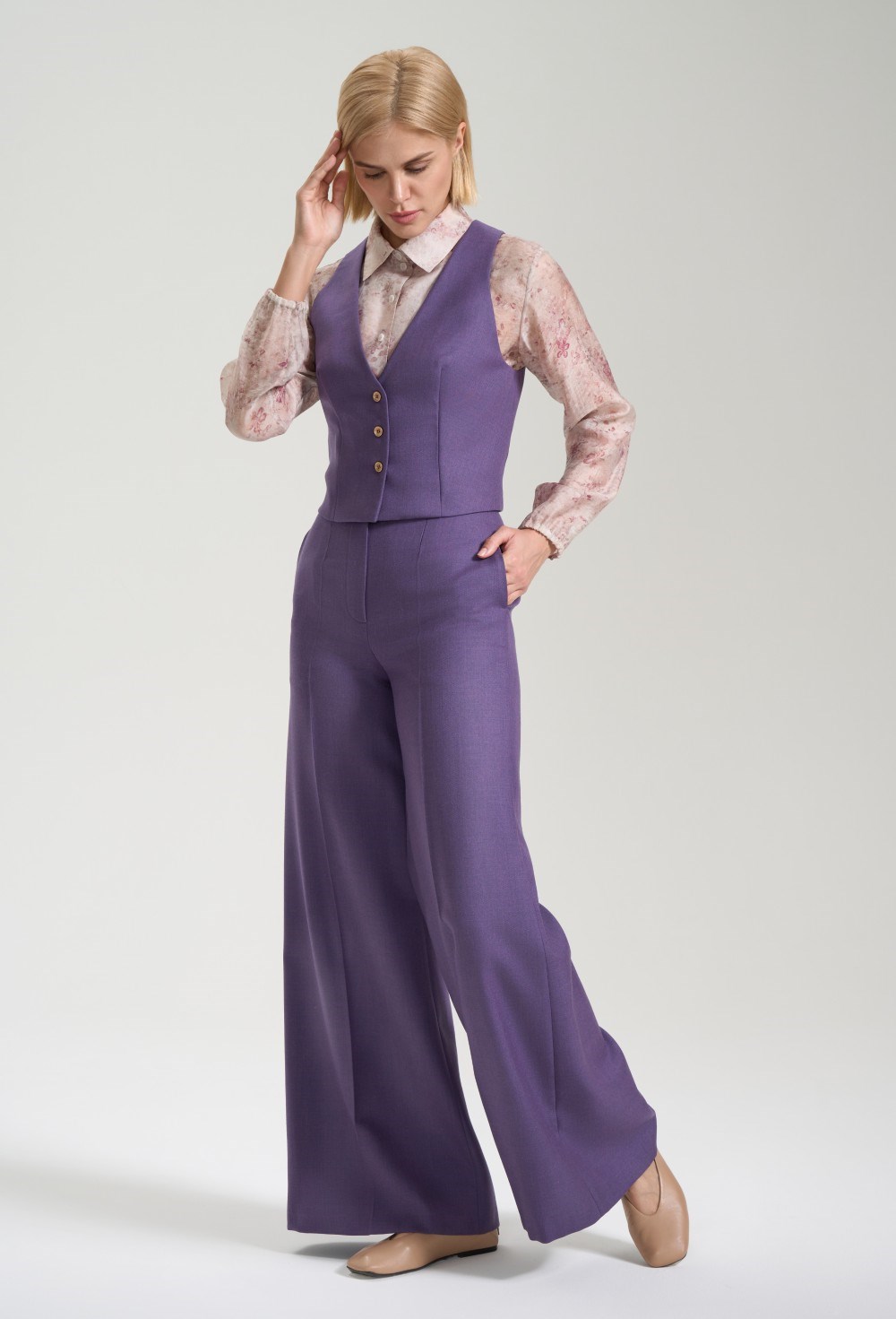 Брюки с фигурным поясом - фото 125868