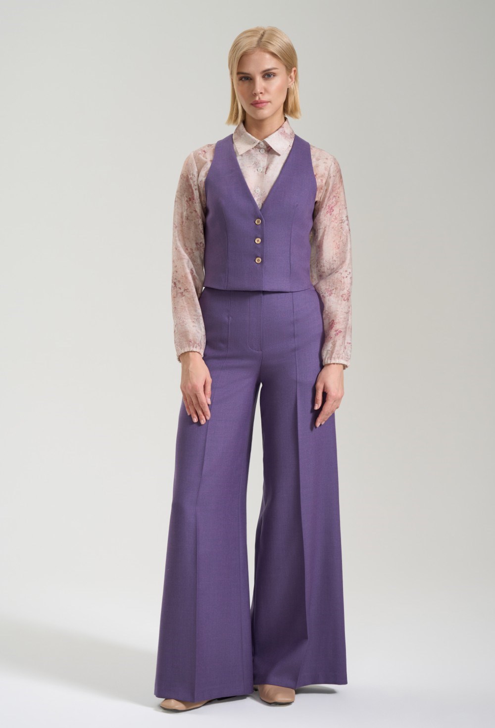 Брюки с фигурным поясом - фото 125871