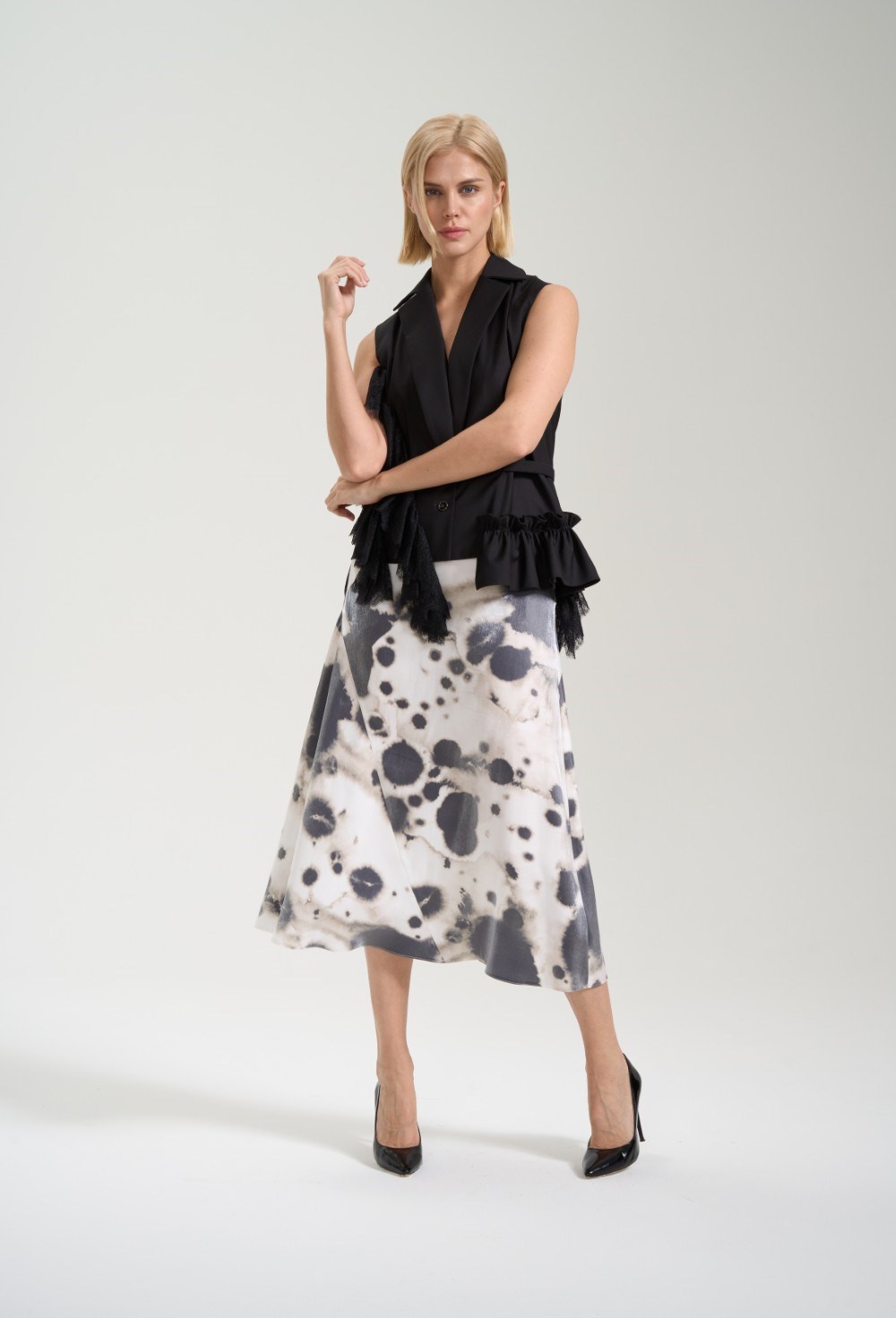 Юбка расклешенная принтованная - фото 125916