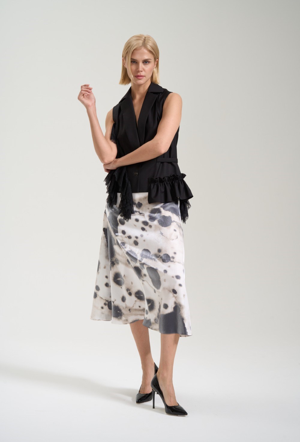 Юбка расклешенная принтованная - фото 125919