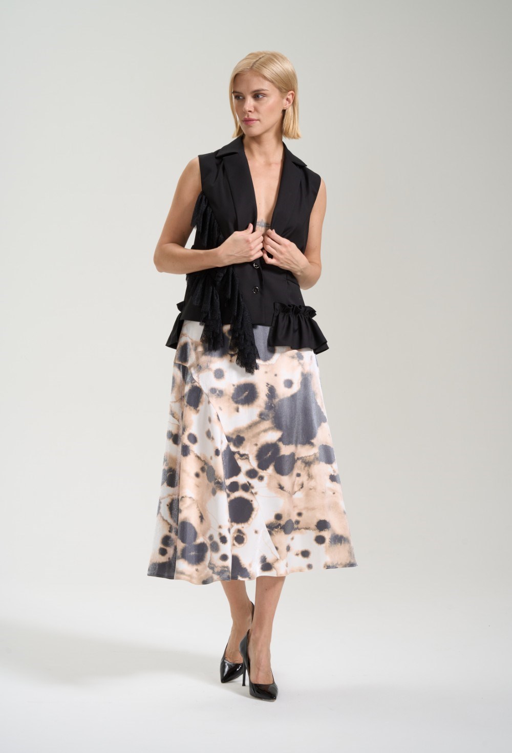 Юбка расклешенная принтованная - фото 125923