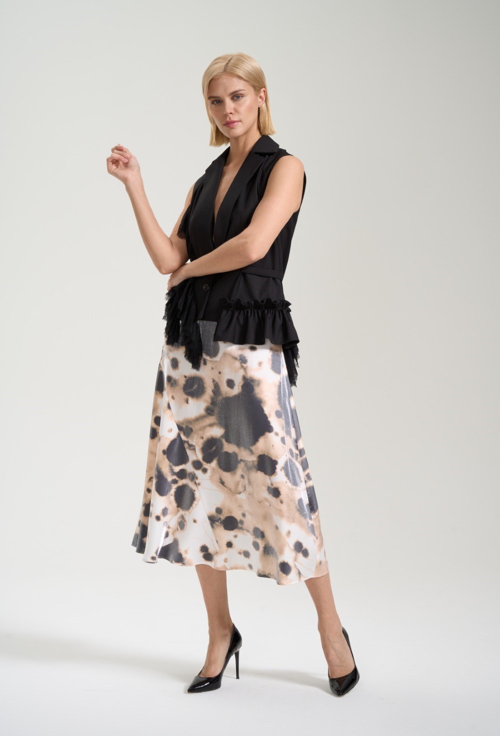 Юбка расклешенная принтованная - фото 125925