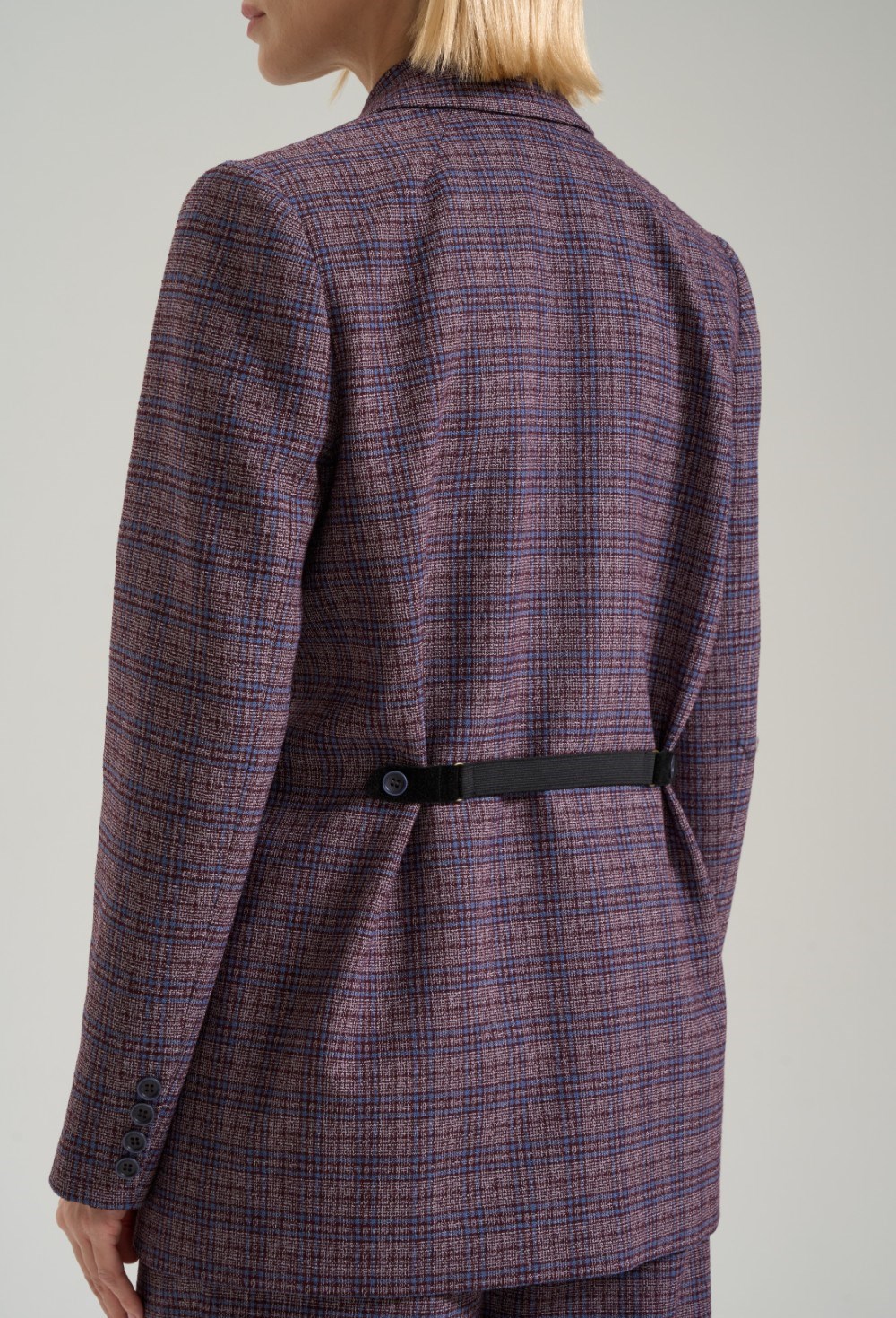 Двубортный жакет в клетку с лацканами - фото 125931