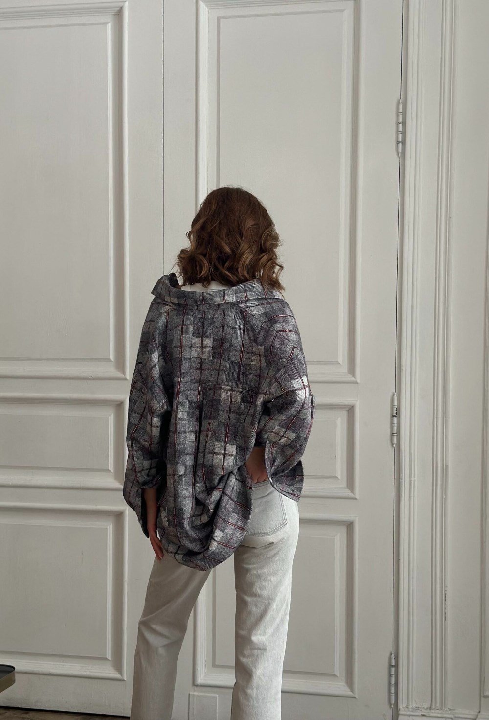 Клетчатая рубашка оверсайз - фото 126170