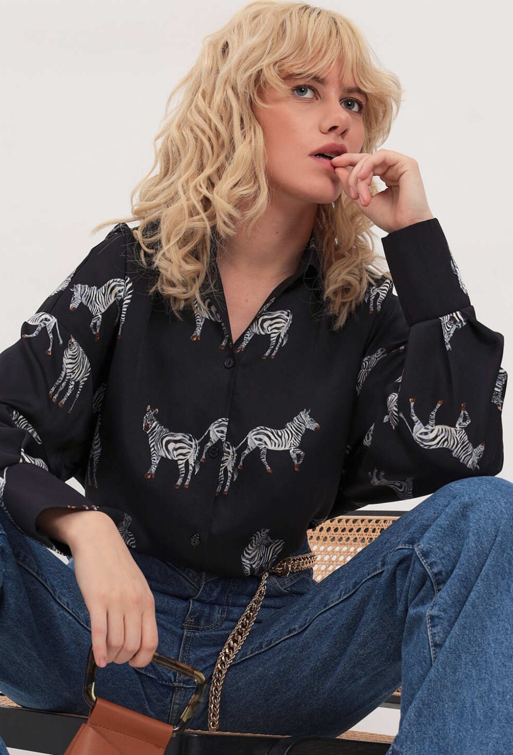 Рубашка с принтом "зебра" - фото 126463