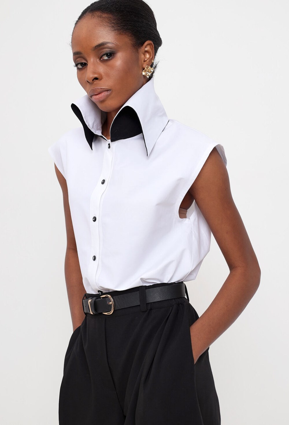 Рубашка с воротником трансформером - фото 126488