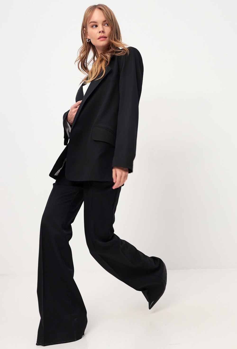 Брюки клеш черные - фото 126525