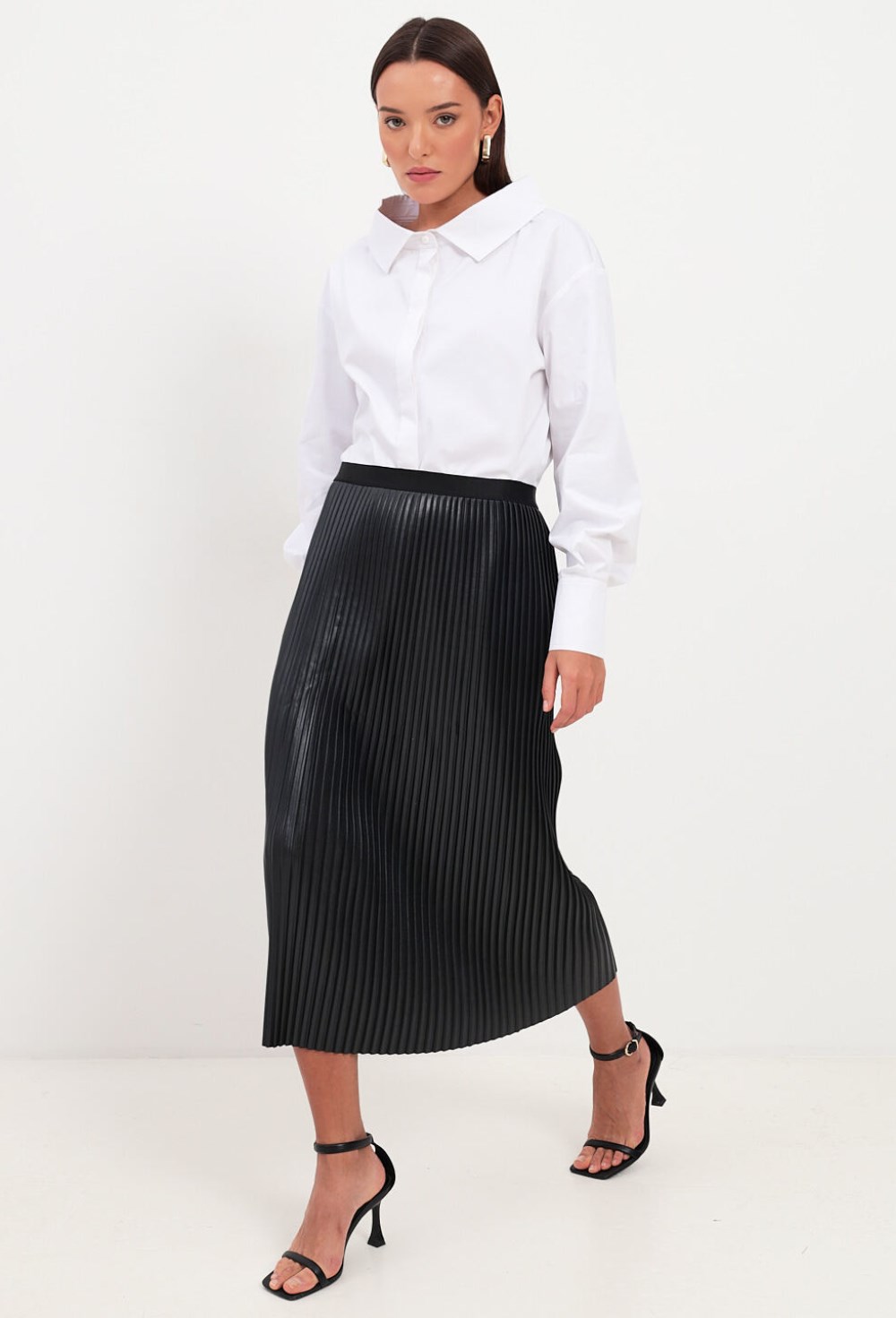 Юбка плиссе из экокожи - фото 126530