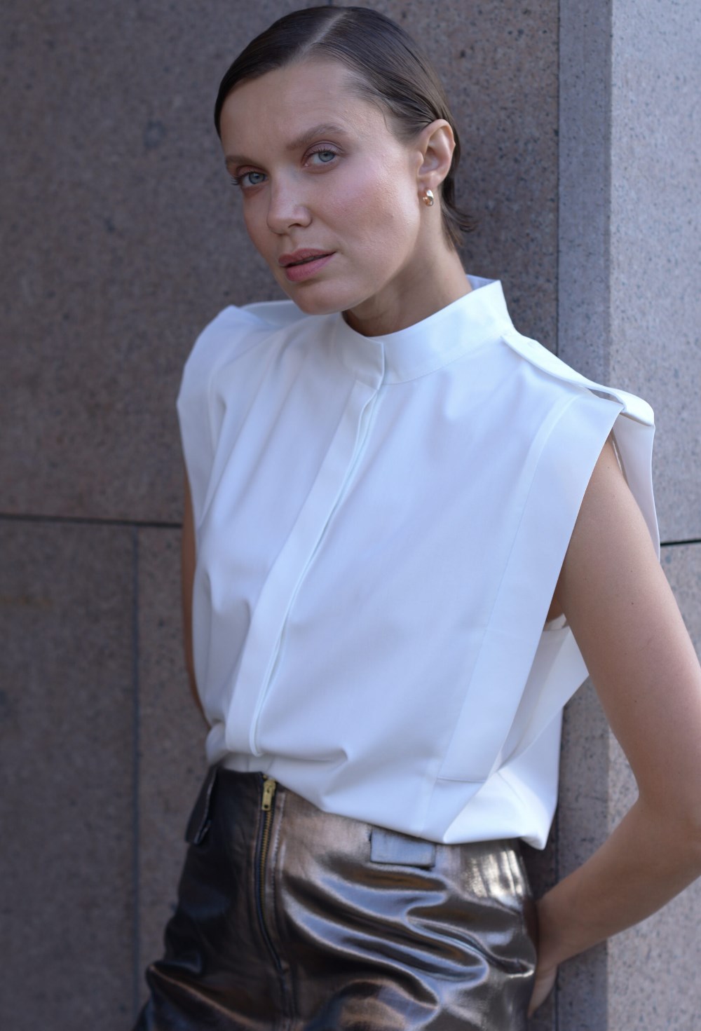 Юбка миди джинсовая с золотым напылением - фото 126538