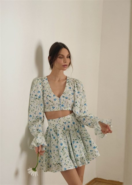 юбка-солнце в васильковый принт - фото 12708