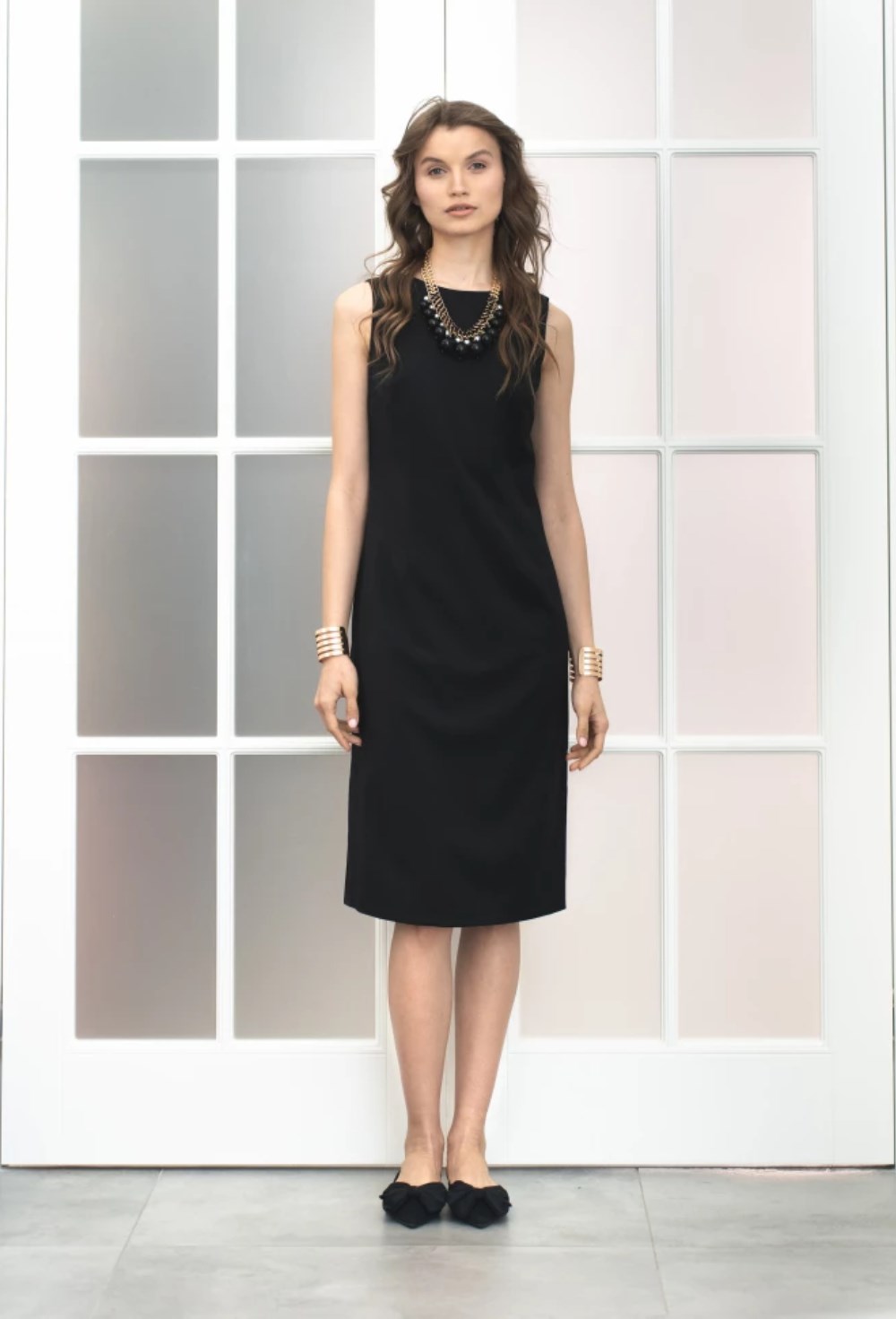 Платье-футляр миди без рукавов - фото 128048