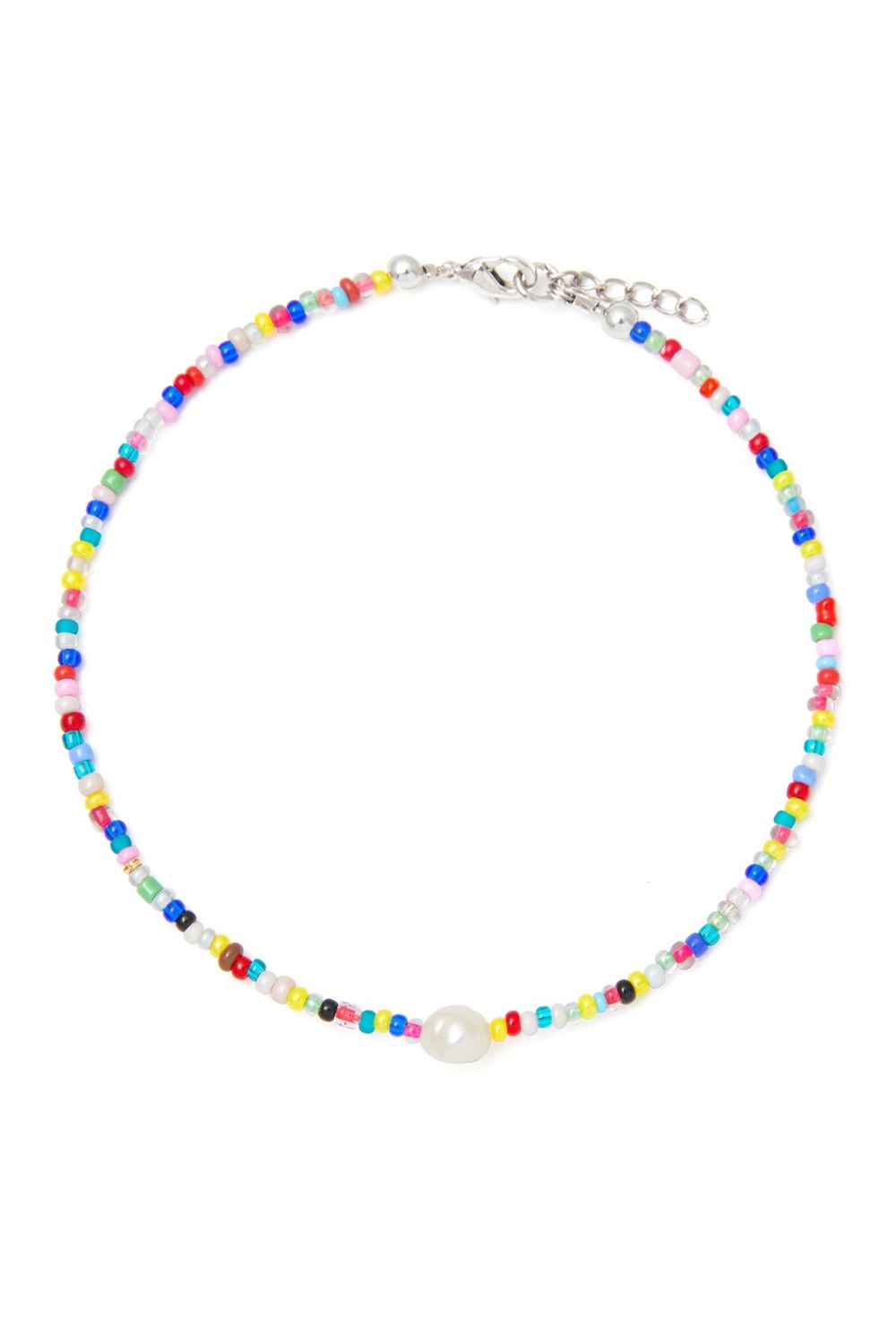 браслет на ногу из разноцветного бисера и жемчуга - фото 128442