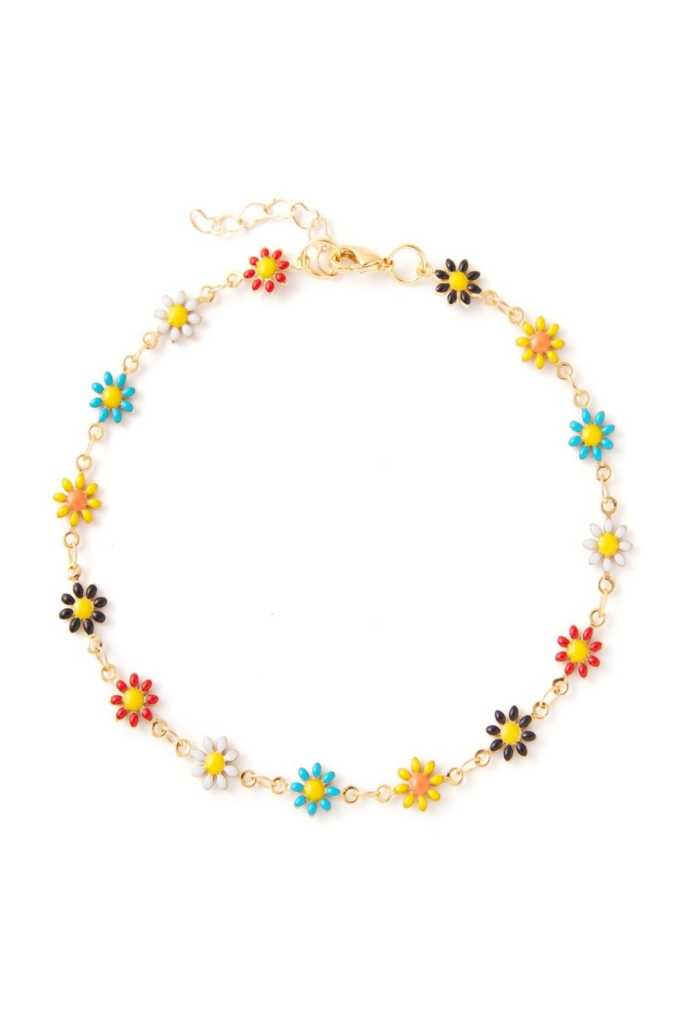 браслет на ногу с разноцветными ромашками - фото 128469