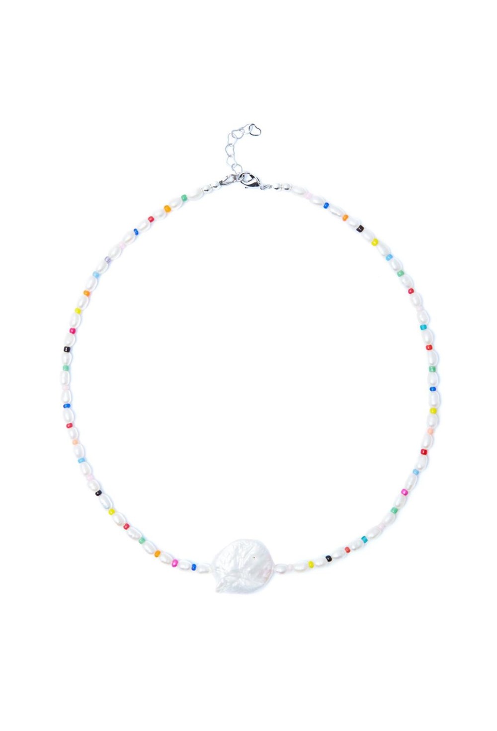 чокер из разноцветного бисера м барочной жемчужиной - фото 128481