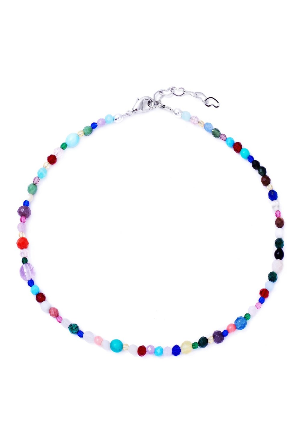 браслет на ногу из микса разноцветных камней - фото 128485