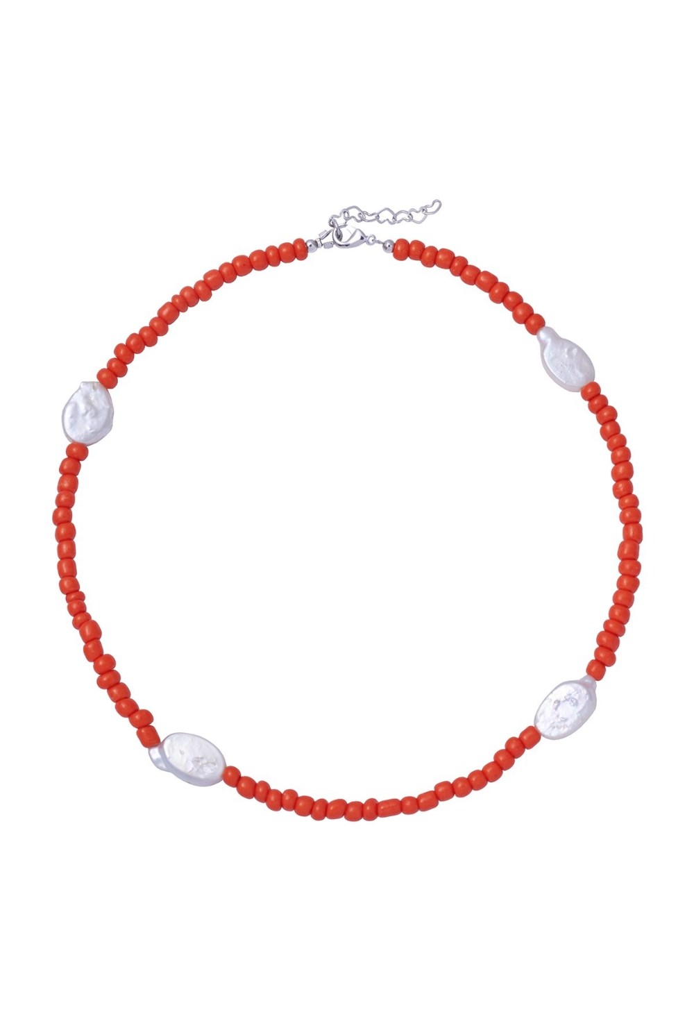 Чокер с оранжевым бисером и жемчугом - фото 128495