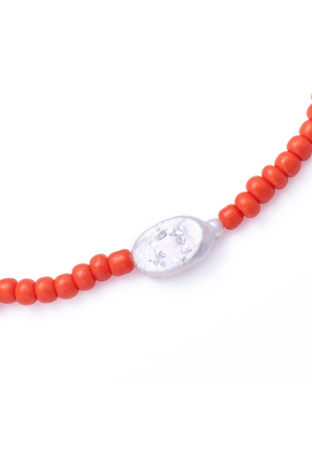 Чокер с оранжевым бисером и жемчугом - фото 128496