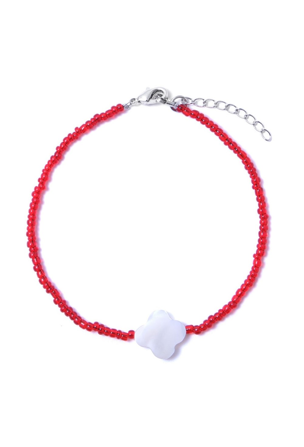 браслет из бисера с четырехлистником из перламутра - фото 128519