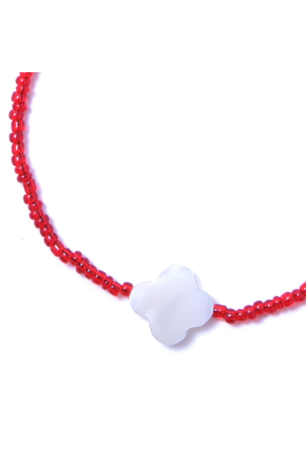 браслет из бисера с четырехлистником из перламутра - фото 128520