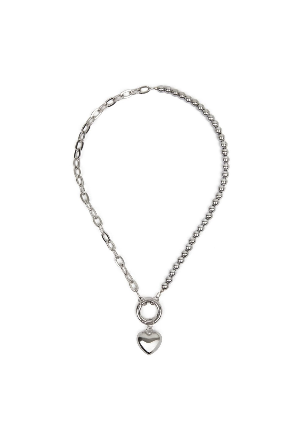 серебристый чокер из гематита и латуни с подвеской - фото 128524